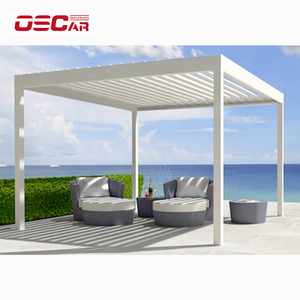 Satış Modern alüminyum bahçe bina 4m x 5m su geçirmez Gazebo Gazebo elektrik motorlu Roof çatı tente kemer - Product Image 1