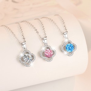 <span class=keywords><strong>C</strong></span> & J Moissanite תליון שרשרת S925 סטרלינג כסף שרשרת נשים של ארבעה עלים תלתן עצם הבריח שרשרת