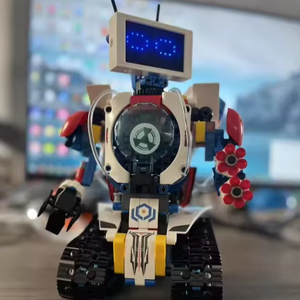 Robot de deformación eléctrica para niños, ensamblaje DIY, rompecabezas, bloques de construcción, programación, juegos de iluminación, Material plástico incluido