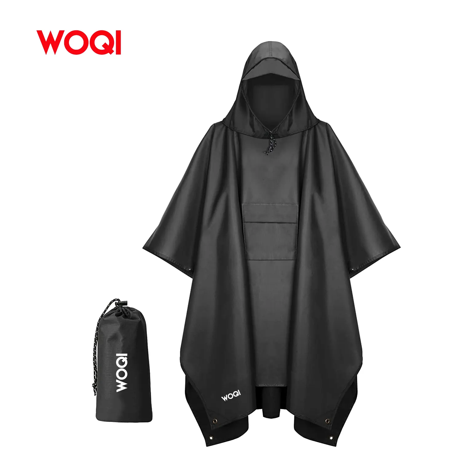 Woqi-Poncho de lluvia con capucha para adultos, impermeable, reutilizable, para hombre y mujer, equipo de lluvia multifuncional ligero