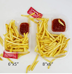 一次性2格食品托盘零食托盘透明塑料奶酪蘸酱和糖果儿童学校嘉年华芯片支架