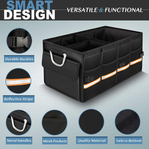 Ağır katlanabilir bagaj depolama organizatör araba bagaj organizatör katlanabilir kapak ile kaymaz alt gövde kargo organizatör - Product Image 2