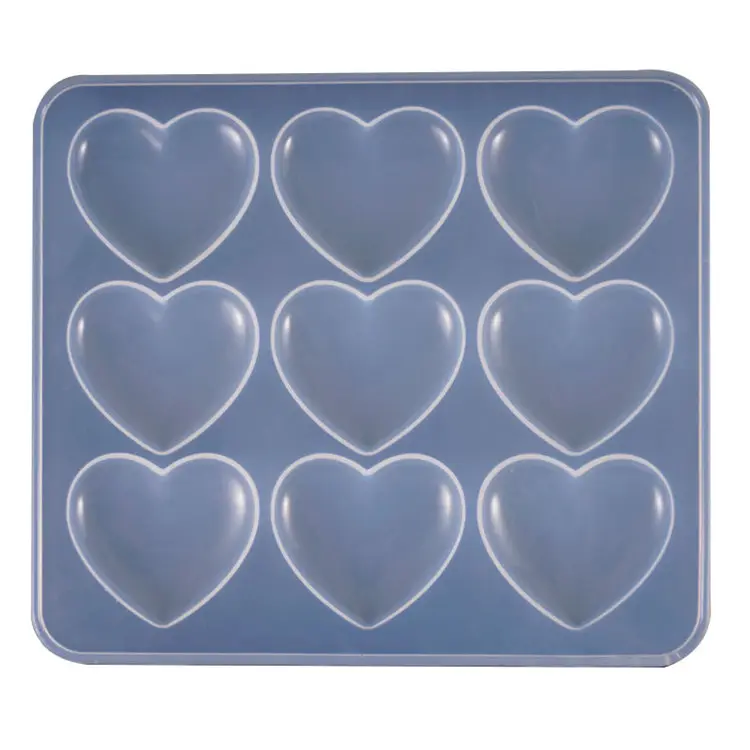 Y530 Trend 9 cavity shiny silicone resin mold Diy epoxy resin heart silicone mould forJewelry making