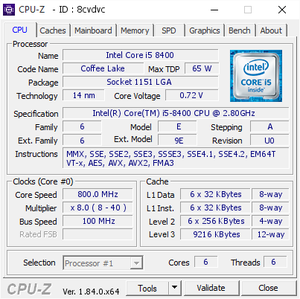 พีซี/คลาเยนต์/แท็บเล็ต 6 คอร์รวม 6 เธรดรวม I5 8400 CPU โปรเซสเซอร์ Intel Core I5 รุ่นที่ 8 - Product Image 4