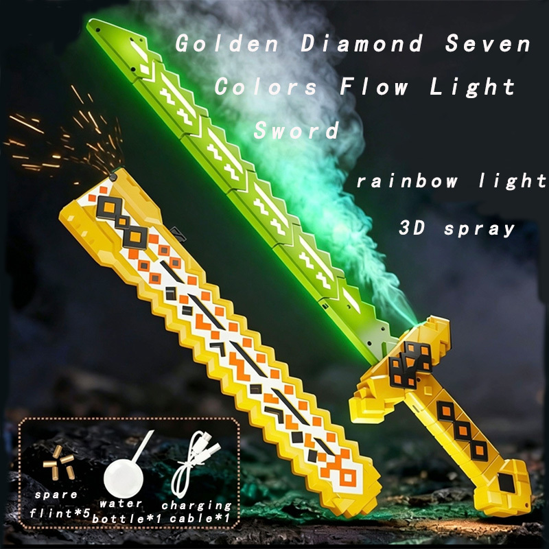 Épée Lumineuse Fluide Sept Couleurs Diamant Doré 3