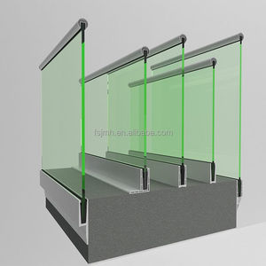 Indoor rahmenlose Balustrade Aluminium U-Kanal Glaszaun für Treppe Hochwertige Villa gehärtetes Glas U-Kanal Handlauf