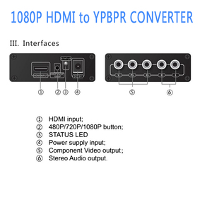 Tablero HDMI a convertidor de componente YPbPr 5 componente RCA ENTRADA AV salida HDMI convertidor YPbPr RGB - Product Image 3