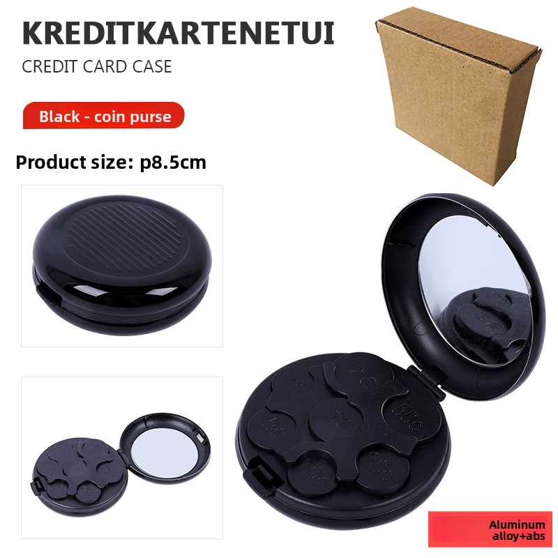 Boîte à pièces noire emballée dans une boîte en cuir, 8,5*8,5*3 cm
