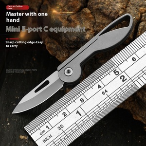 Compact &amp; Portable Outdoor Camping Tactical Utility Knife Box <strong>Cutter</strong> Stainless Steel <strong>Key</strong> Keychain Hunting Folding Pocket Knife - Product Image 5