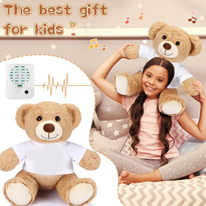 12 Inch <strong>Bear</strong> Stuffed Animal with Voice Recorder Module Soft Plush <strong>Bear</strong> White Clothes Custom logo Memorial Recording <strong>Gifts</strong> - Product Image 6