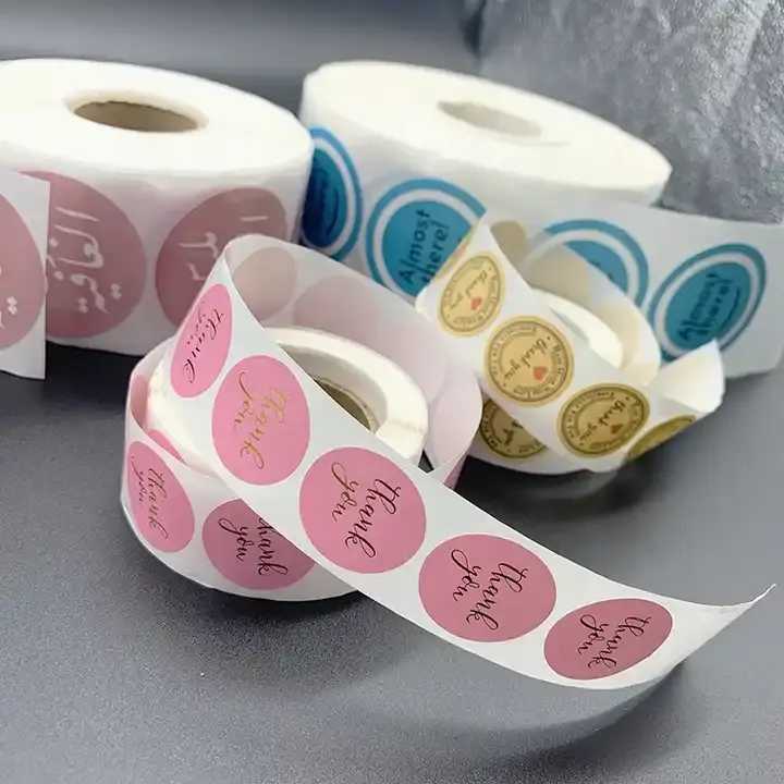 500PCS/Roll 1inch adhesive round label words thank you sticker for kids gift bag box packaging decoration