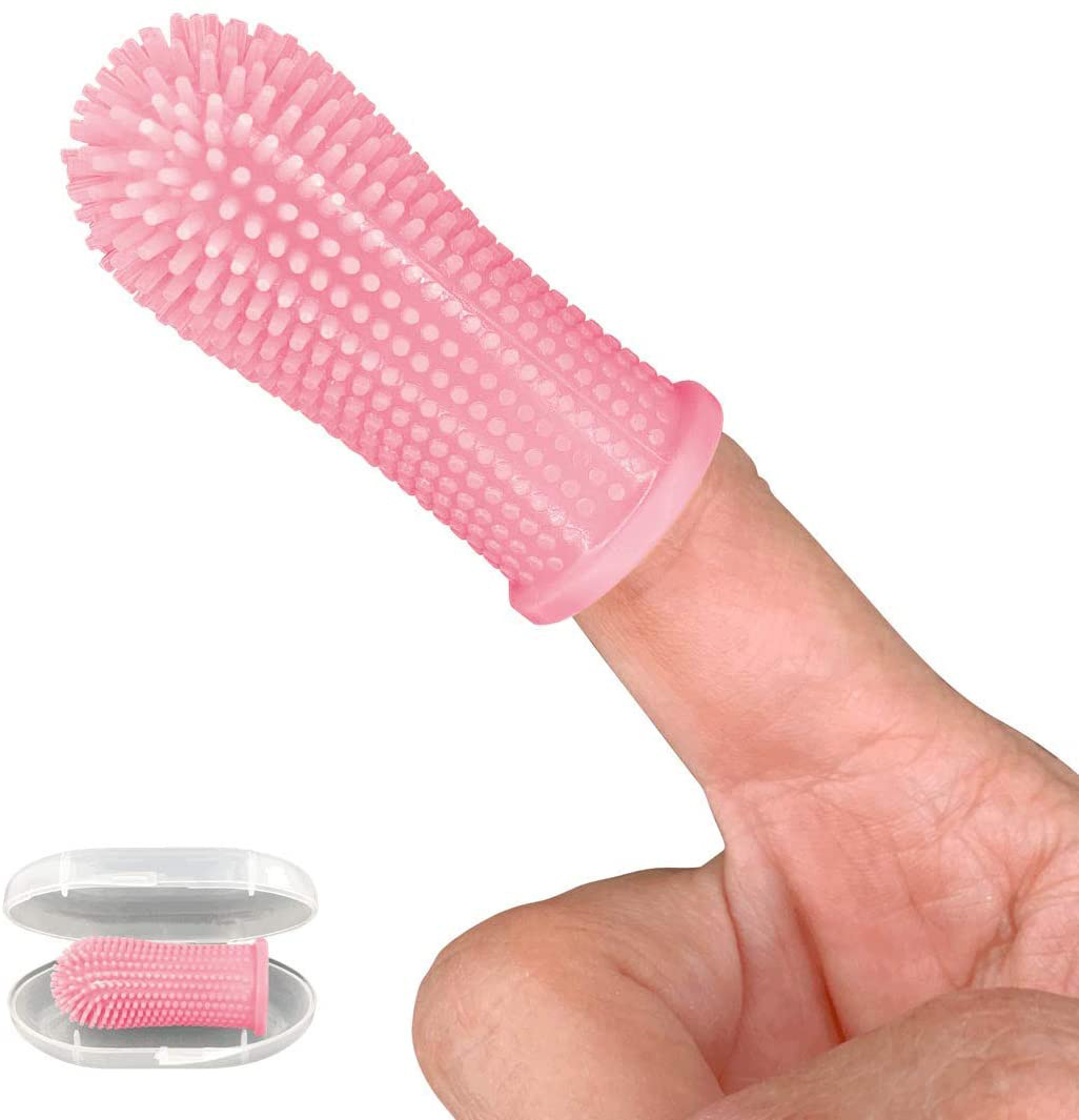 Pink silicone finger brush