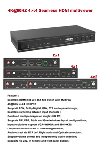 Seamless <strong>HDMI</strong> <strong>2</strong>.0b 4X1 <strong>Switch</strong> with Multivew 4K@60Hz 4:4:4 HDCP2.<strong>2</strong> - Product Image 2