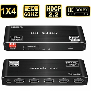 <strong>HDMI</strong> Splitter <strong>1</strong> in <strong>4</strong> Out 4K 60Hz <strong>HDMI</strong> 2.0 Splitter 1x4 Audio Video <strong>Distributor</strong> Box Full Ultra HD HDR HDCP 2.2 for Blu-Ray PS5 - Product Image 2