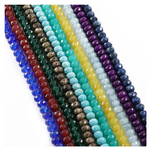 5X8 yönlü tekerlek abaküs gökkuşağı doğal taş gevşek yeşim beyaz boncuk bilezik yapımı için - Product Image 1