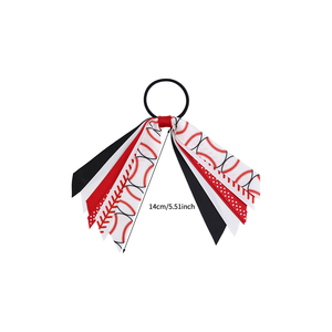 Children's Sports Competition Streamer Headband Softball Baseball Hair Cheerleading <strong>Bows</strong> Ponytail Holders With Elastic Hair Ties - Product Image 3