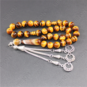 फैक्टरी थोक 33 प्राकृतिक बाघ नेत्र पत्थर टास्बिह मिसाहा सुधा मुस्लिम (ईसालैमिक) रस्सी प्रार्थना - Product Image 2