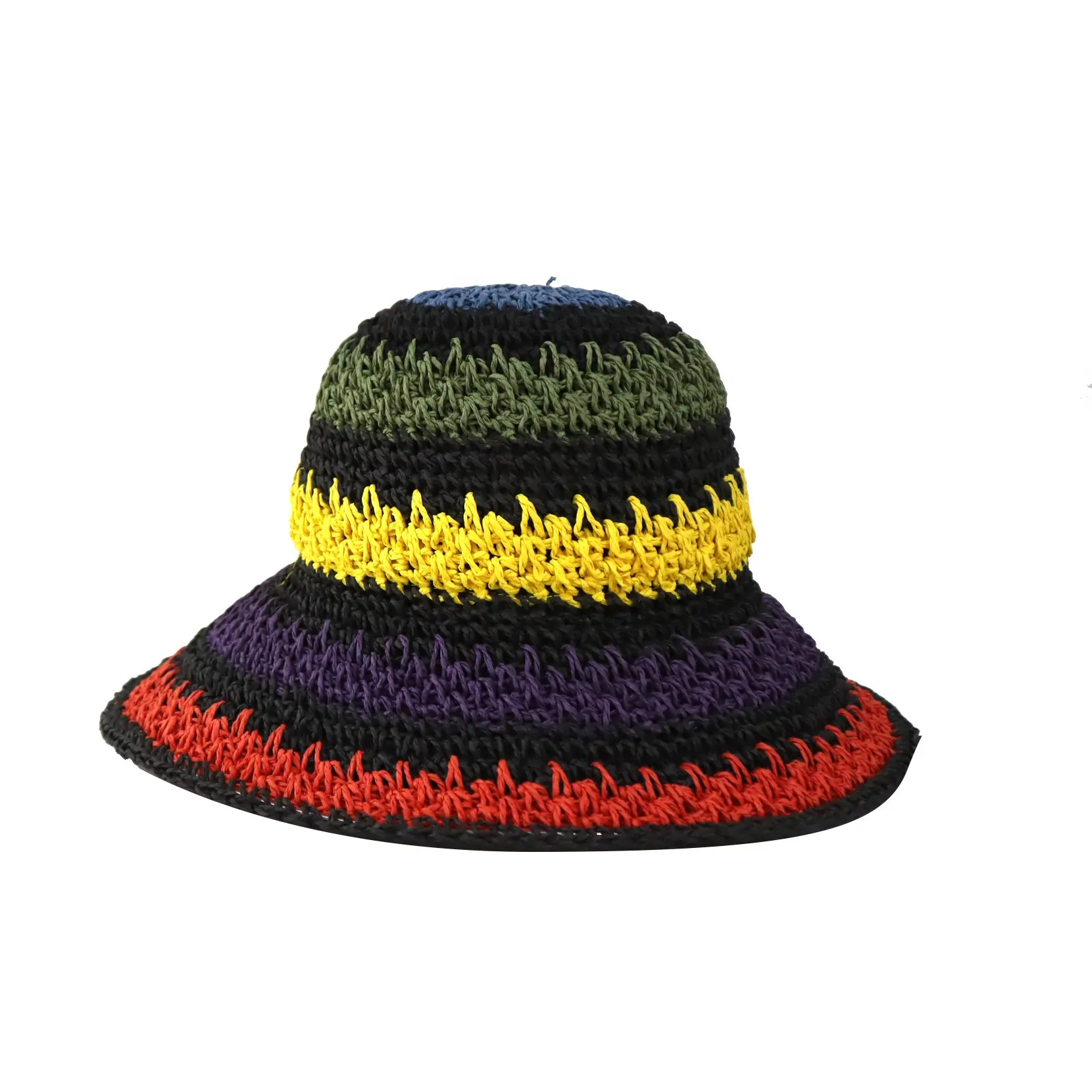 OEM ODM nouveaux modèles de collection plein air soleil pliable étiquette privée crochet sombreros customizados chapeaux de paille pour femmes pour l'été