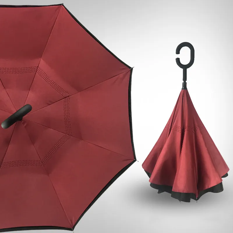 مظلات عاكسة بتصميم قناة طويل المقبض ، اختراعات جديدة مظلات ترويجية مقلوبة مع طباعة شعار/