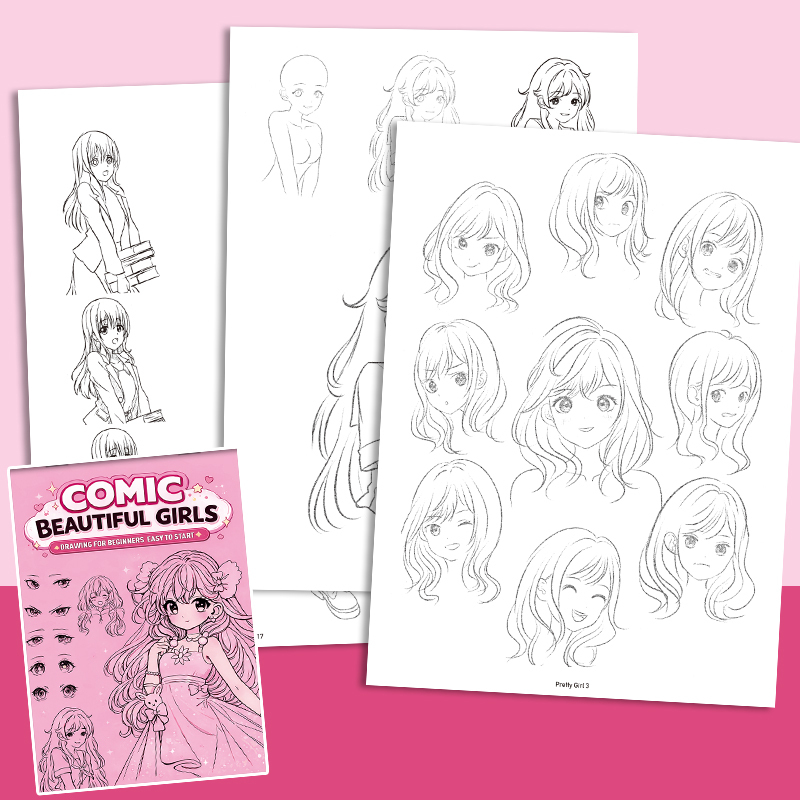 Livre de coloriage rose jolie fille