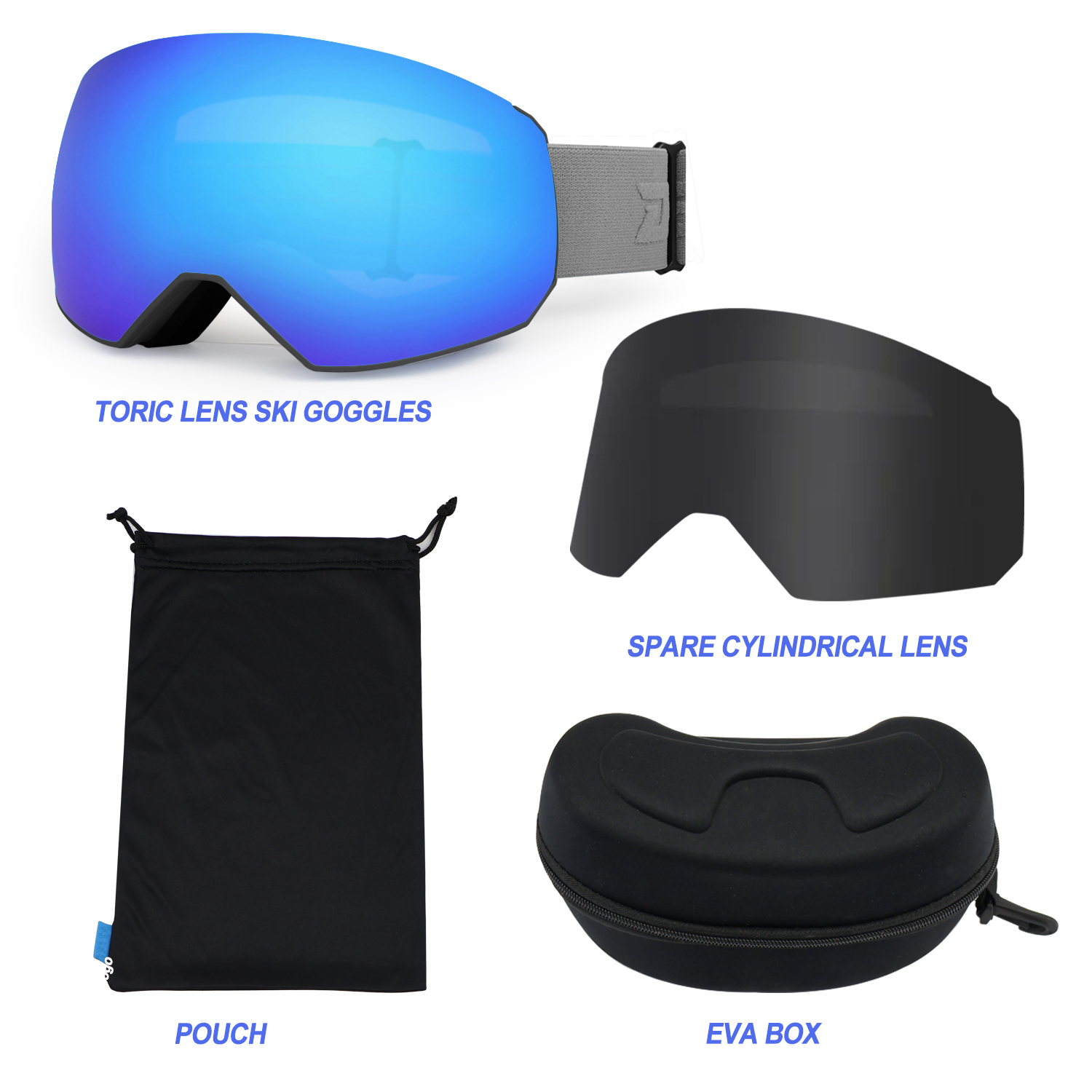 Lentille bleue de Toric + lentille grise cylindrique