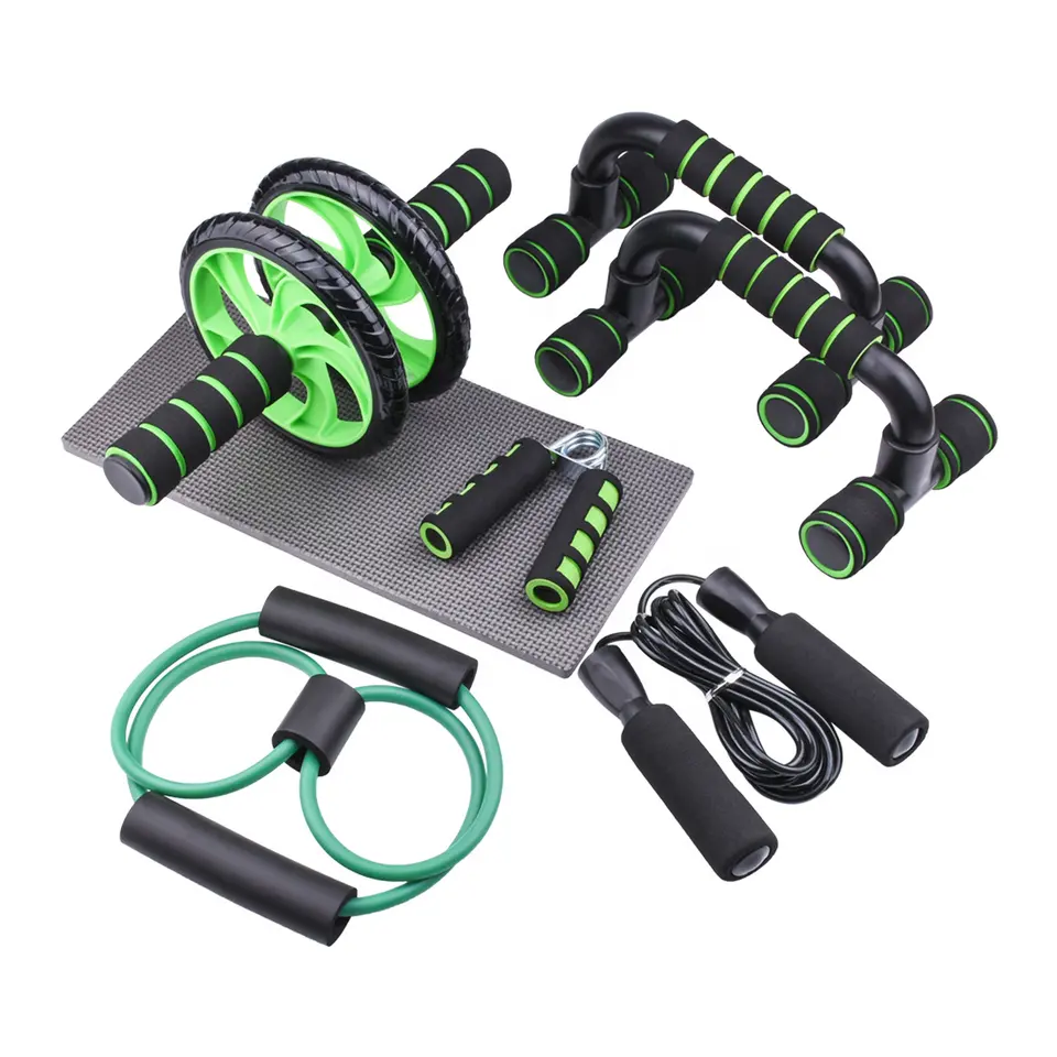 High quality Wheel Roller 7-in-1 Push-Up Bar Jump Rope Hand Gripper Abs Ab Wheel Roller with Mat
