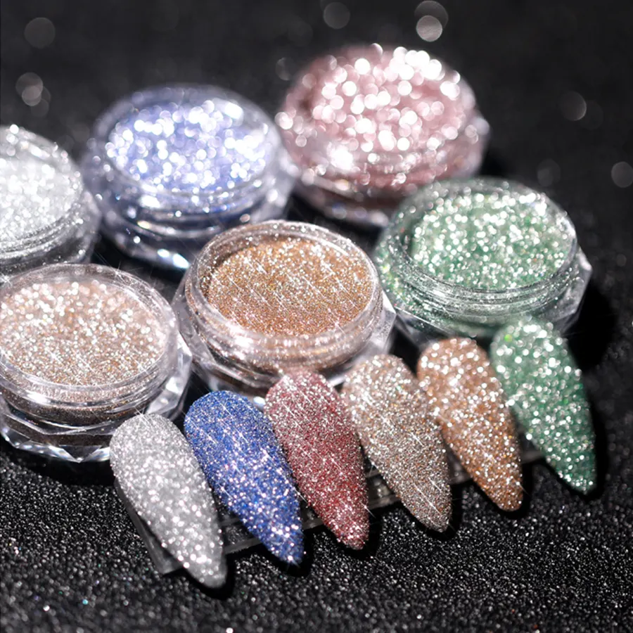 Lantejoulas brilhantes de glitter flash diamante em pó de açúcar reflexivo para unhas