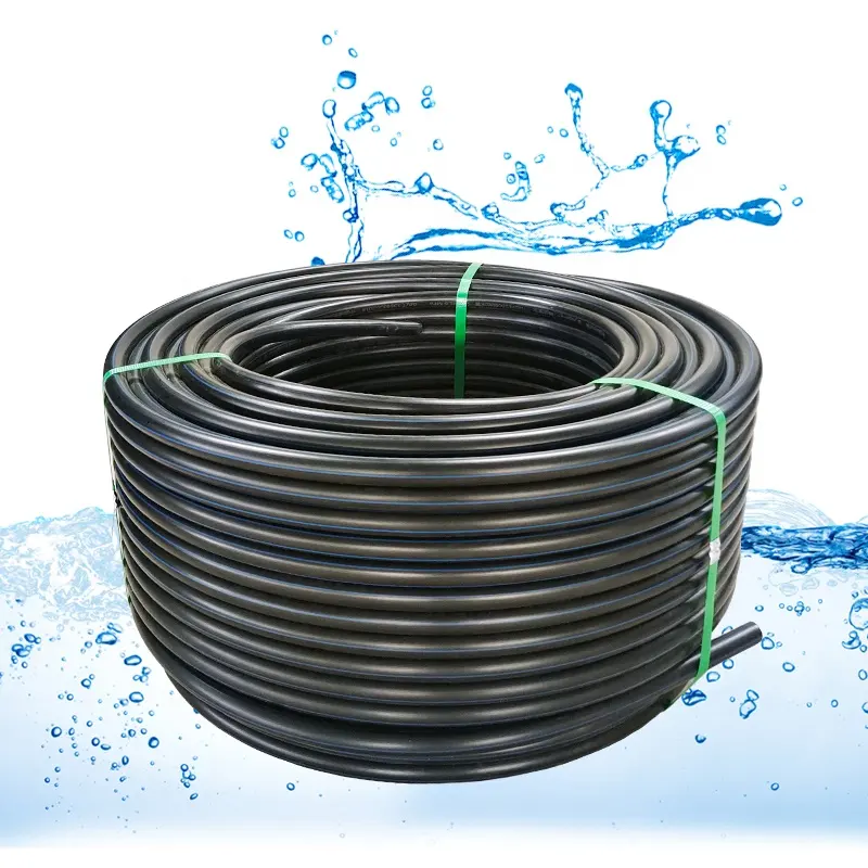 Tubería de HDPE PE100 1 pulgada tubo de plástico negro rollo manguera de riego de jardín para suministro de agua