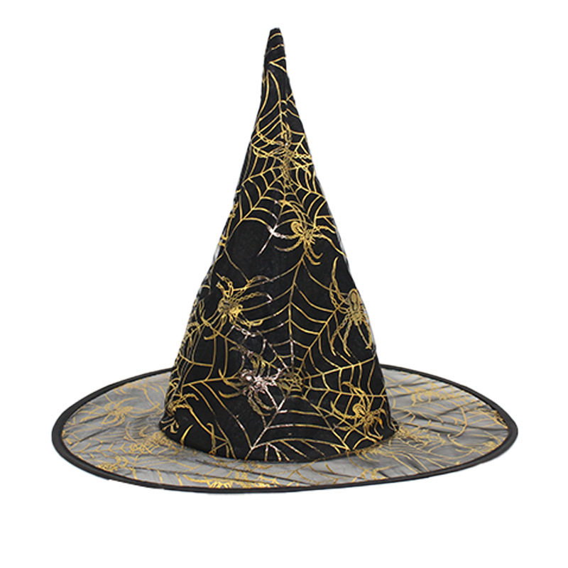 Cappello da strega con ragnatela dorata