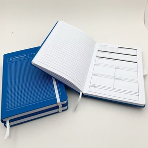 High Quality Blue PU Leather Business Office Lined <strong>NoteBook</strong> Planner with Elastic Band Custom A5 Hardcover Journal with Pen Loop