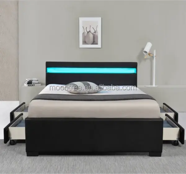 Cama king-size italiana, cama de luxo moderna com design moderno, cama dupla, cama multifuncional