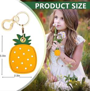 Échantillon gratuit Self Défense Anti-Scratch Finder GPS Tracker Case Air Tag Cover Ananas PU Leather Car Key Holder Porte-clés - Product Image 3