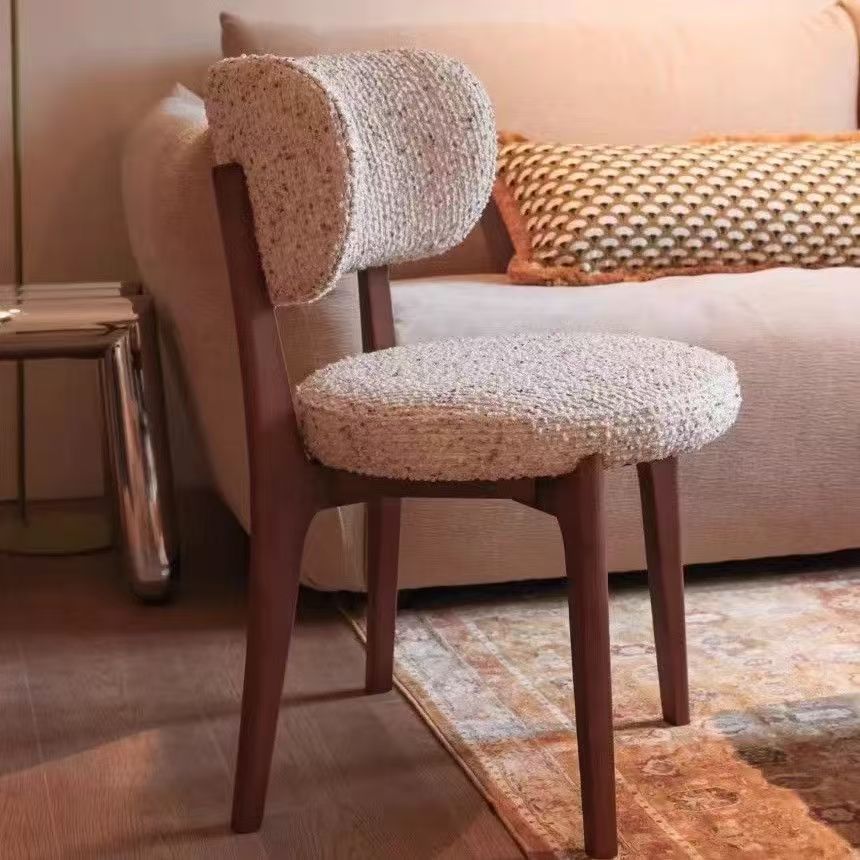 Silla de comedor Teddy terciopelo blanco leche