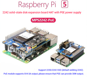 Scheda di sviluppo dedicata Raspberry Pi 5 Ethernet alimentatore PoE con cappello di espansione per unità a stato solido NVMe SSD MPS2242 - Product Image 2