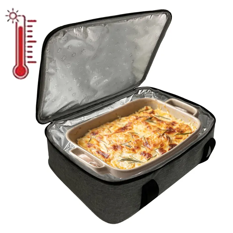 Hot Selling Draagbare Hot Food Carrier Thermische Box Duurzaam Waterdicht Kantoor Geïsoleerde Ovenschotel Drager Met Handgrepen