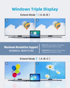USB C至双HDMI适配器4K60Hz，用于双显示器的C型HDMI适配器，带USB和100W PD充电适配器，用于笔记本电脑 - Product Image 5