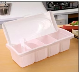 多機能プラスチック調味料ボックス塩調味料ボックスキッチンセパレーター蓋付きスプーン付き調味料ジャースパイスジャーセット - Product Image 5