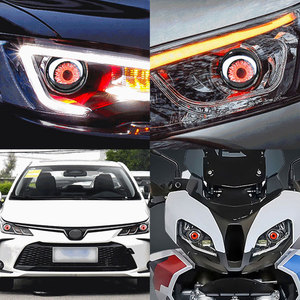 LED dinamik şeytan gözler işıklar 12-36V 6 modları araba ön far sis lambası uzaktan kumanda Lens gözler ışık projektör araba aksesuarları - Product Image 6