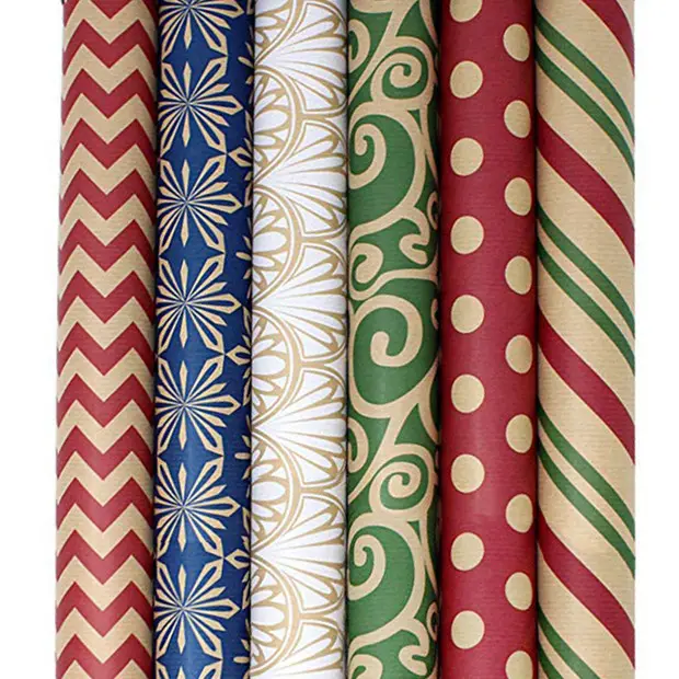 वियतनाम नि: शुल्क नमूने रंगीन अलग शैलियों उपहार लपेटो कागज रोल क्राफ्ट WrappingPaper