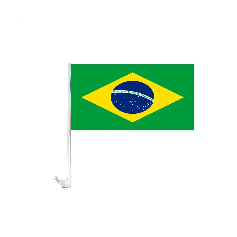 Braziliaanse Autovlag Banners 22X33Cm Hoge Kwaliteit Polyester Custom Autovlag Met Paal