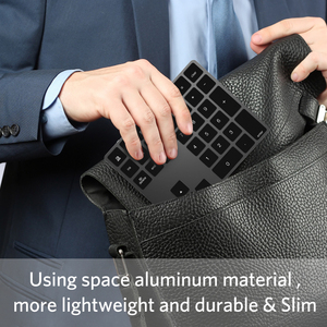 Teclado numérico recargable de 34 teclas, teclado numérico súper Delgado, teclado numérico de aluminio para portátil para sistema POS