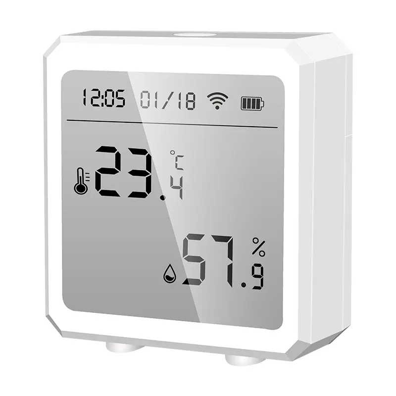 Sensor de temperatura y humedad WiFi inteligente, detector de termómetro digital para interiores, monitoreo por aplicación, alarma de Control