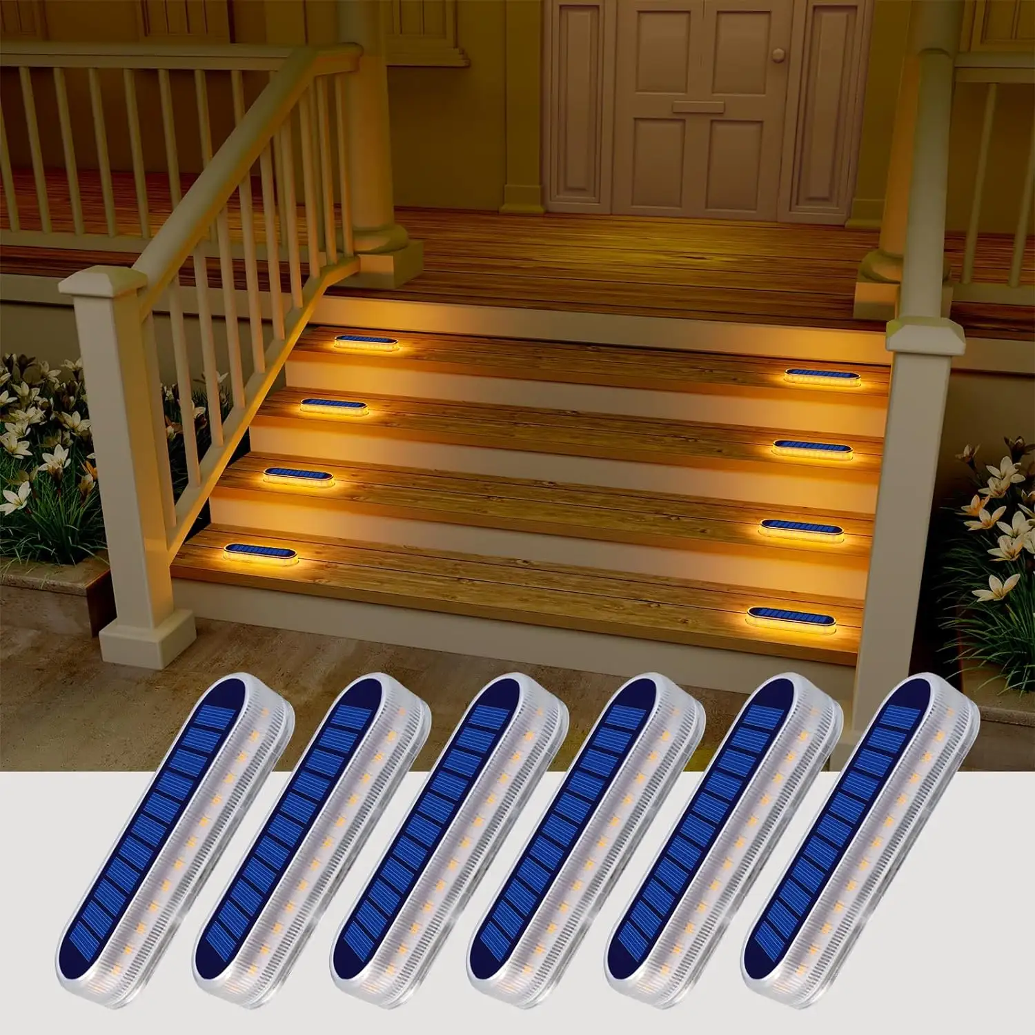 Nuovo aggiornamento balcone giardino impermeabile ad energia solare luci di recinzione all'aperto cortile ponte luce led passo patio luci scala solare