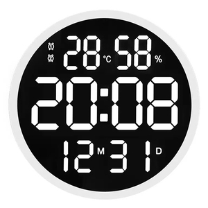 Orologio da parete rotondo a LED 3D grande schermo temperatura data Day Display orologi digitali elettronici da parete decorazioni per la casa con telecomando