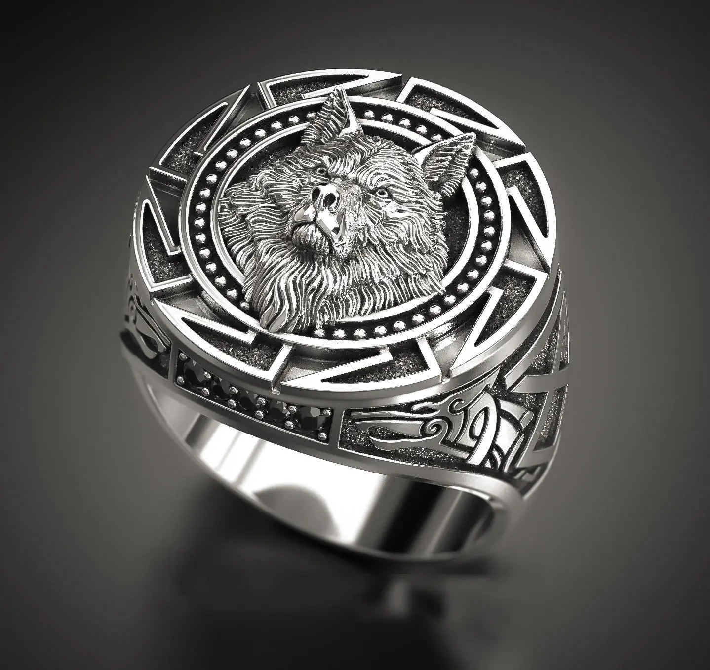 TongLing-anillo Vintage de plata tailandesa, tótem de Lobo, mitología nórdica, guerrero vikingo, cabeza de Lobo, anillo para hombre