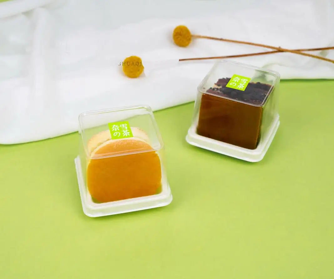 Caja de plástico cuadrada y redonda para pastel de Luna, contenedor de hojaldre de yema de huevo, Mini caja de embalaje para pastel