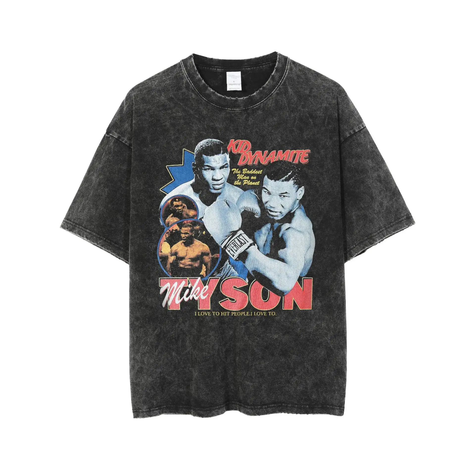 Mike Tyson Chinese Fabrikanten Ondersteunen Drop Shipping En Op Maat Gemaakte Dubbelzijdige Bedrukking 250Gsm Streetwear T-Shirt