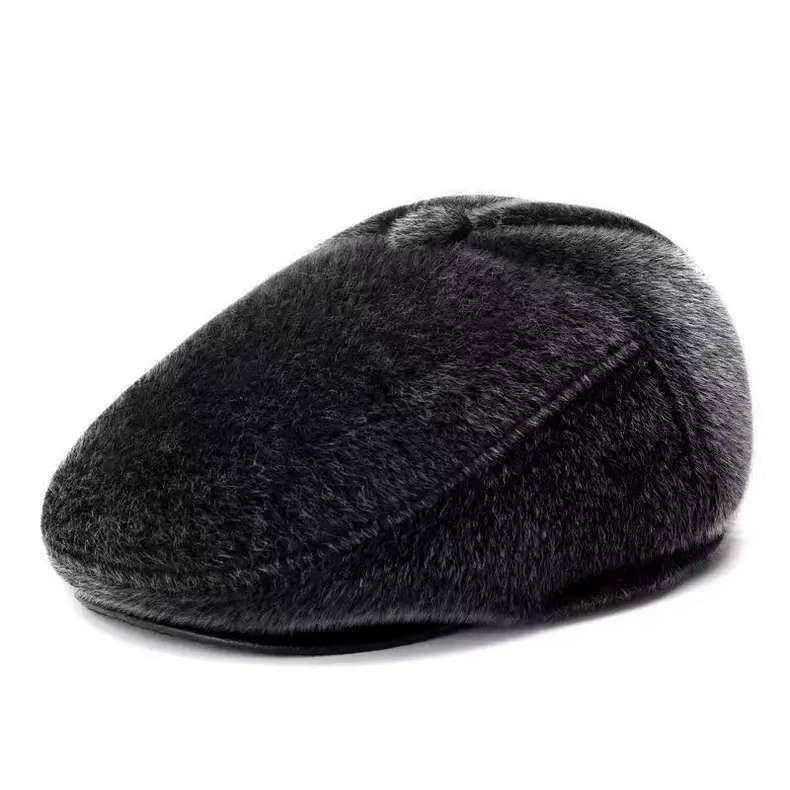 Casquette avant en vison gris