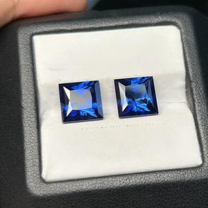 Laboratorio creato principessa taglio rosso rubino gemma quadrato zaffiro blu pietre sciolte per anello gioielli - Product Image 4