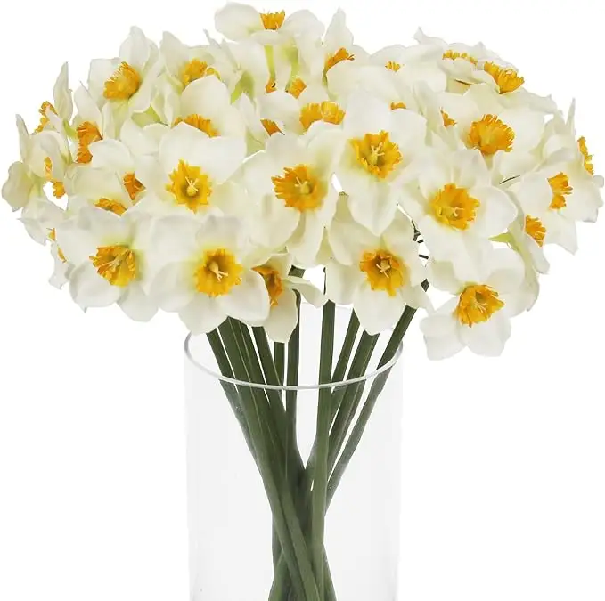 Искусственные цветы Нарцисса, 15,8 дюймов, весенние цветы из искусственного шелка, Цветочная композиция для домашнего свадебного декора